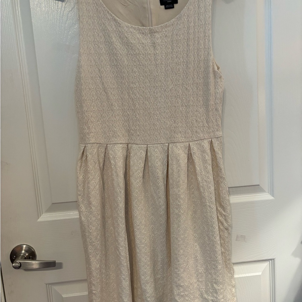 Anthropologie Cream Fit and Flare Sleeveless Dress